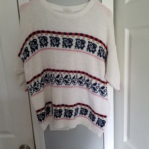 White Decorative Striped Sweater